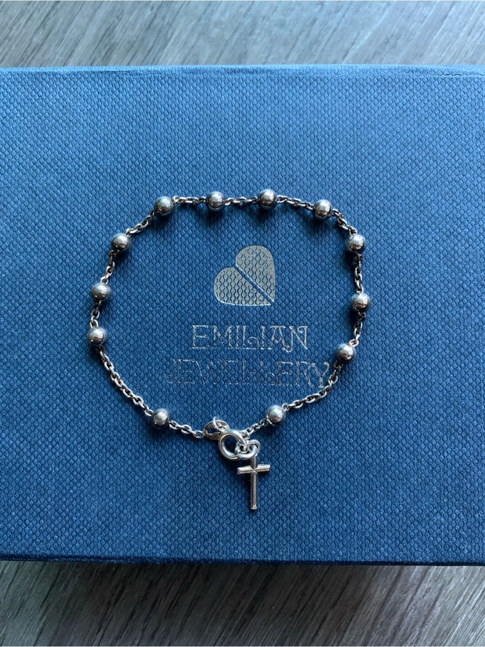 🇨🇦 Emilian Jewellery 925 Italy Sterling Silver Ball Bead Cross Bracelet